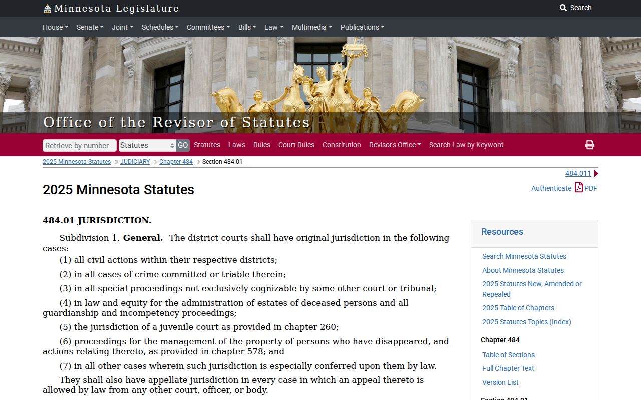 Pipestone County civil court docket district court jurisdiction source