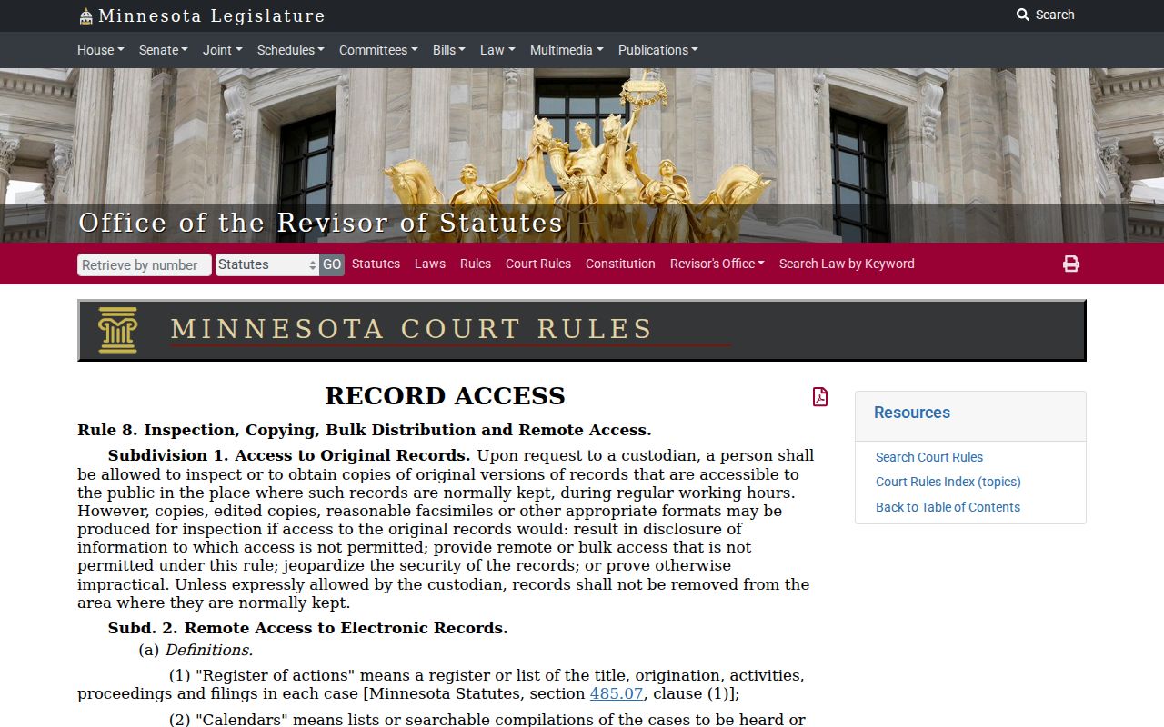 Pipestone County criminal court docket Rule 8 access source