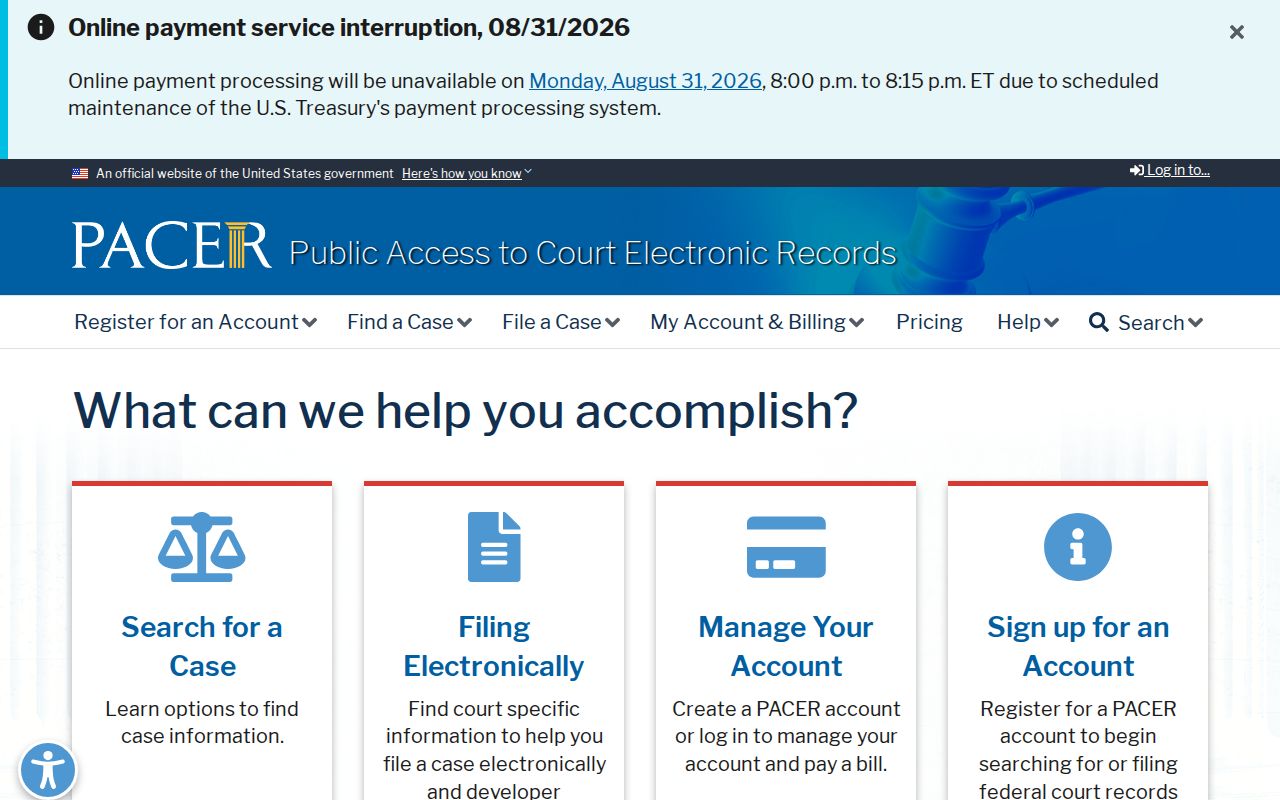 Pipestone County criminal court docket federal PACER source page