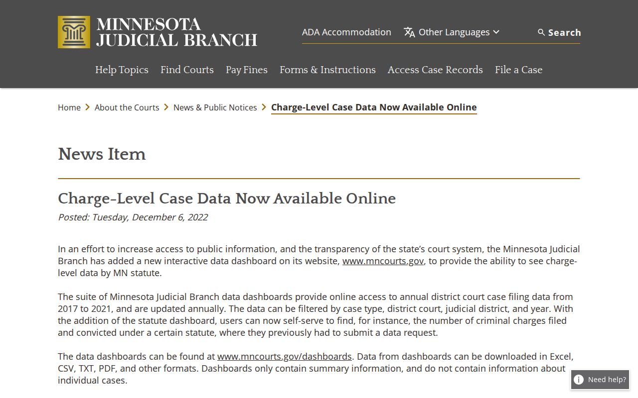 Pipestone County court docket data access reference