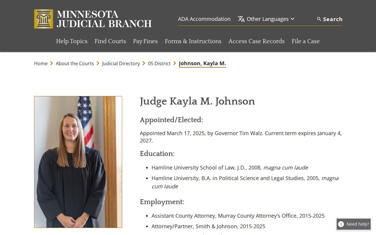 Pipestone County court docket judicial directory reference