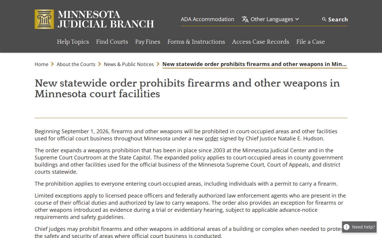 Pipestone County court docket courthouse access notice